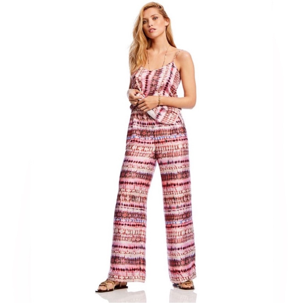 Fuchsia High Rise Wide Leg Pants Small Flowy Statement Trousers Bold Pink
